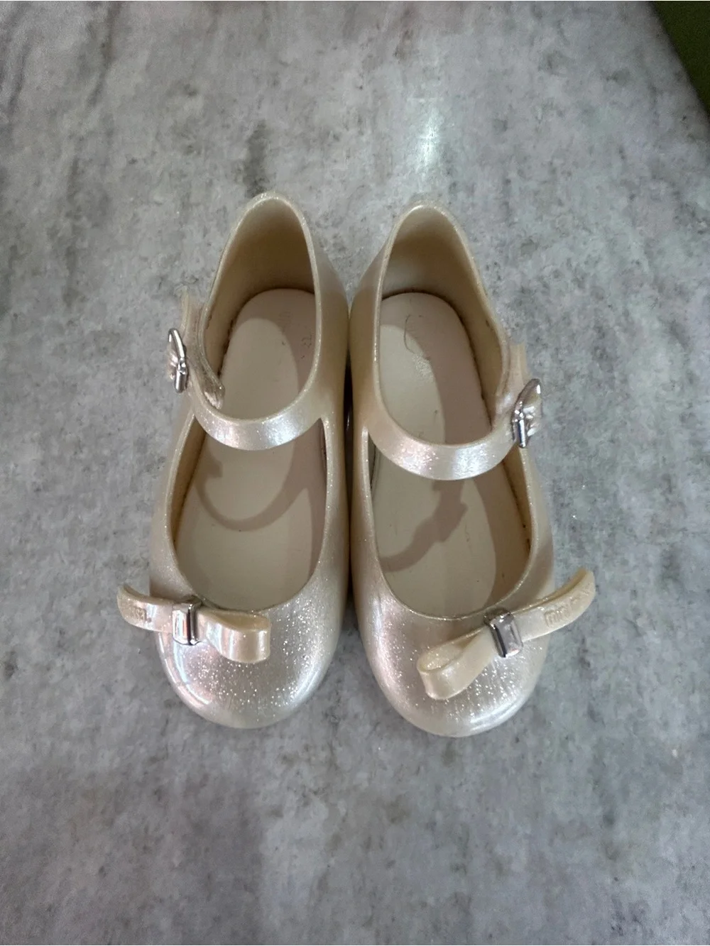 Mini Melissa’s Girls Glitter Bow Mary Jane Shoes Size 10